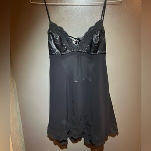 Vintage Victoria Secret Black Lace Slip Dress Size Medium